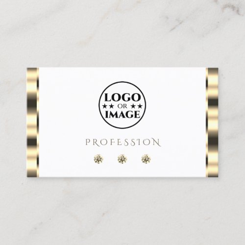 Luxurious Gold White Sparkling Diamonds with Logo Business Card