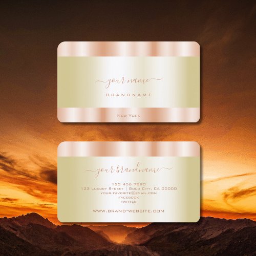 Luxurious Gold with a Luminous Rose Gold Border Business Card