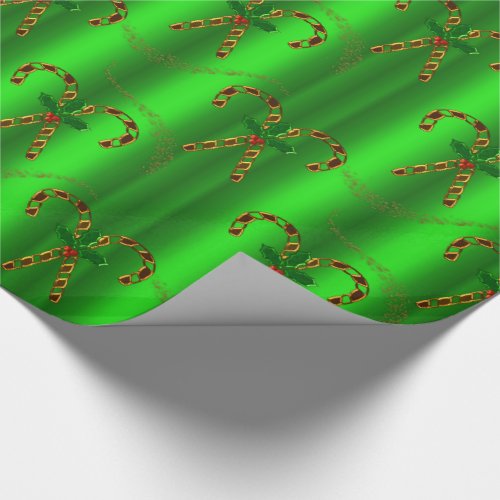 Luxurious Golden Candy Canes on Green Christmas
