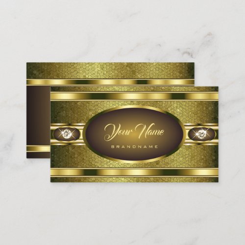 Luxurious Golden Colored Patterns Faux Rhinestones Business Card