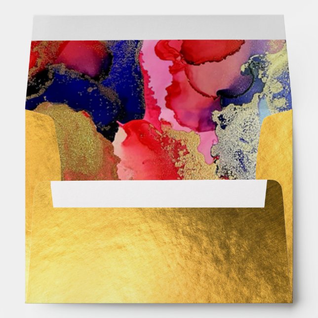 Luxurious Golden Custom Address Wedding Envelope (Back (Bottom))