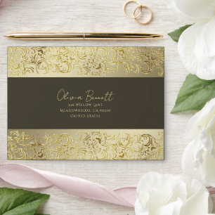 Luxurious Golden Damask Border Envelope