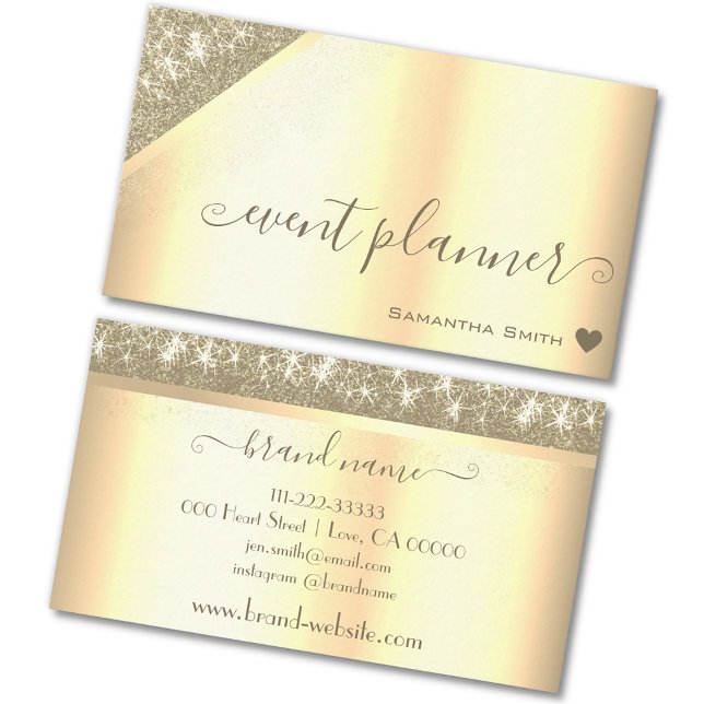 Luxurious Golden Design Gold Rain Event Planner Business Card (Creator Uploaded)