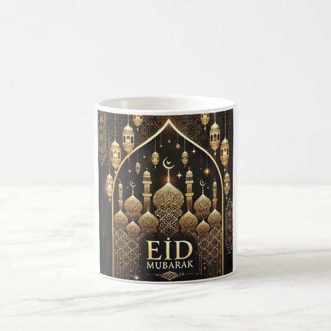 Luxurious Golden Eid Mubarak Mosque Design Coffee Mug (Center)