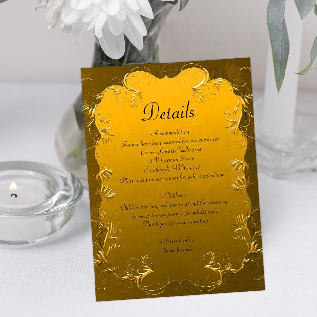 Luxurious Golden Elegance Wedding Details Enclosure Card (Creator Uploaded)