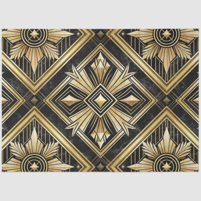 Luxurious Golden Geometric 1920's Dimond Art Deco  Tissue Paper (Front)