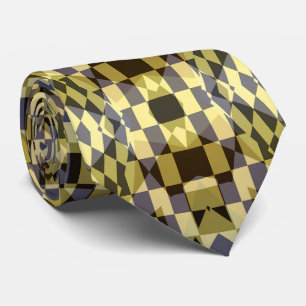 Luxurious Golden Glow Fractal Art Mosaic Design Neck Tie