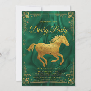 Luxurious Golden Horse Derby Party Invitation with
