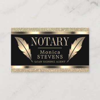Luxurious Golden Ink Pen Feather  Business Card by TwoFatCats at Zazzle