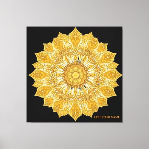 Luxurious Golden Mandala Floral Sun Canvas Print