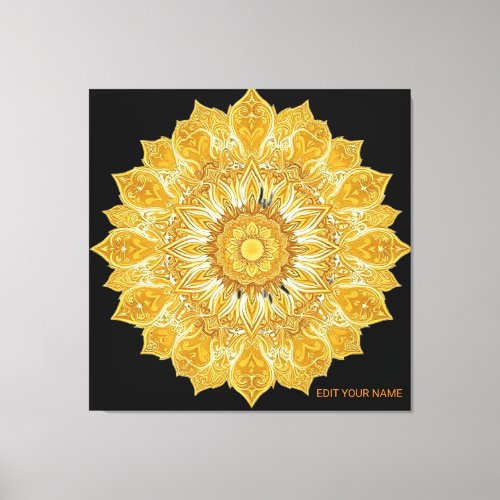 Luxurious Golden Mandala Floral Sun Canvas Print