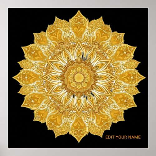 Luxurious Golden Mandala Floral Sun Poster