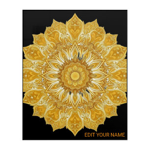 Luxurious Golden Mandala Floral Sun Wall Art