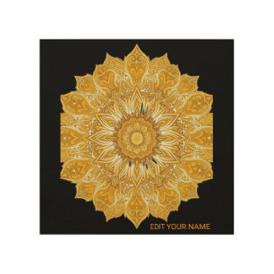 Luxurious Golden Mandala Floral Sun Wood Art
