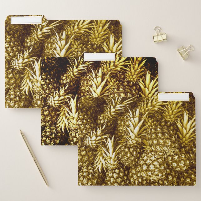 Luxurious golden pineapples file folder (Set)