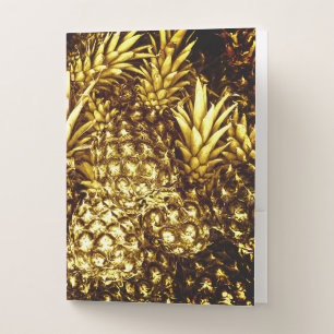Luxurious golden pineapples pocket folder