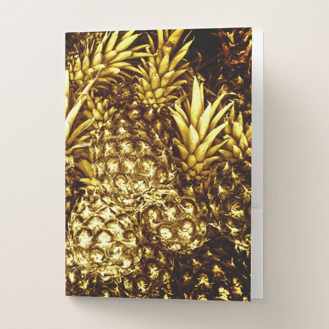 Luxurious golden pineapples pocket folder (Front)