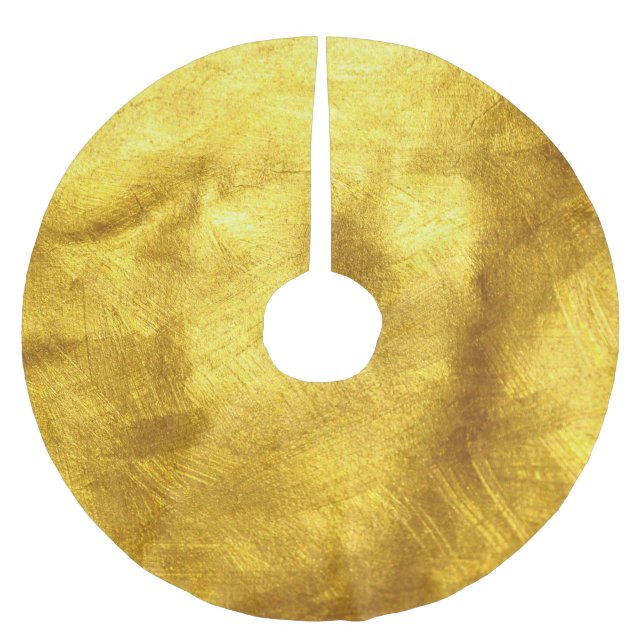 Luxurious Golden Texture Design Brushed Polyester Tree Skirt (Front)