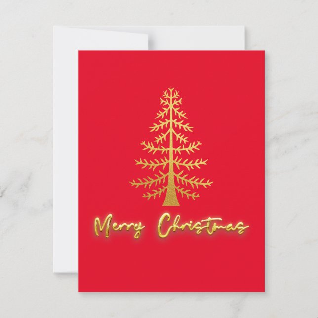 Luxurious golden tree Christmas traditional red Note Card (Front)