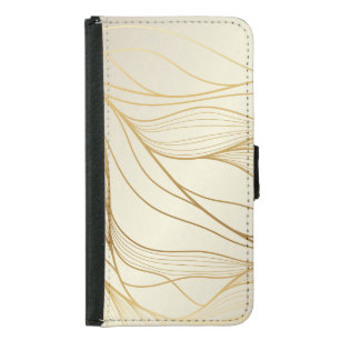 Luxurious Golden Waves: Premium Vintage Design Samsung Galaxy S5 Wallet Case