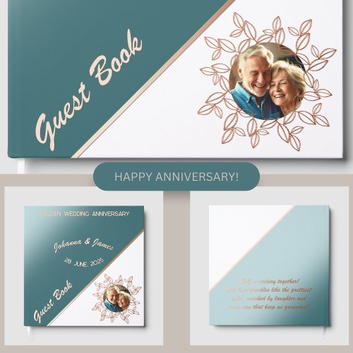 Luxurious Golden Wedding Anniversary Guest Book