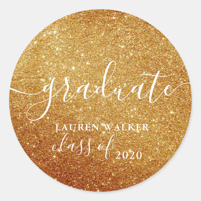 Luxurious Graduate Gold Glitter Monogram Sticker | Zazzle