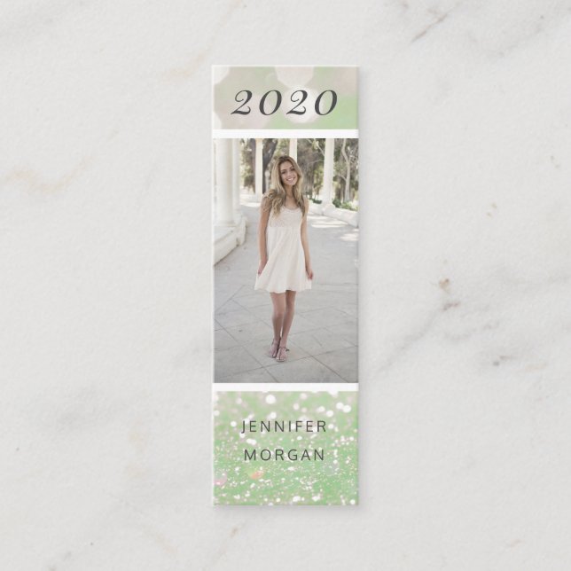 Luxurious graduation glitter photo Name Card (Front)