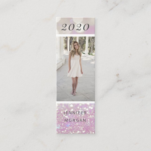 Luxurious graduation glitter photo Name Card (Front)