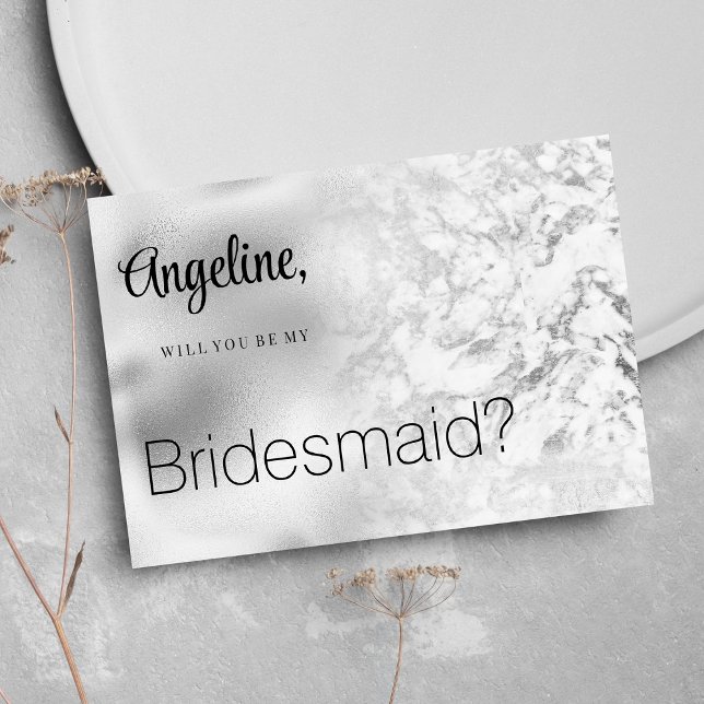 Luxurious gray white silver marble Bridesmaid  Invitation (Luxurious gray white silver marble Bridesmaid)