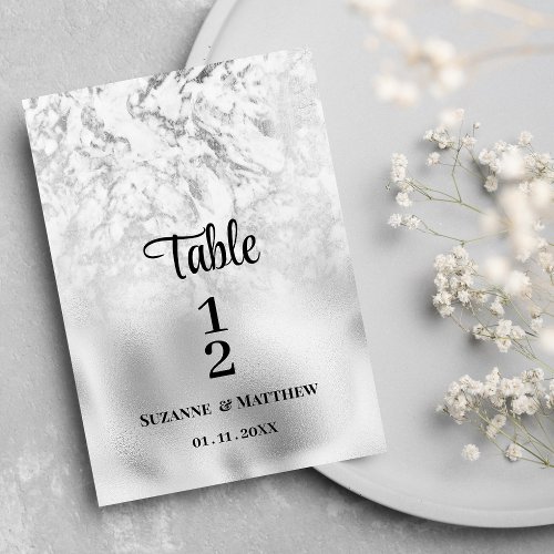 Luxurious gray white silver marble Table Numbers