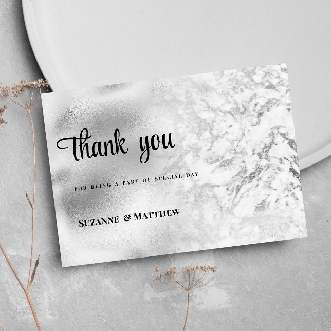 Luxurious gray white silver marble Thank You Invitation (Luxurious gray white silver marble Thank You )