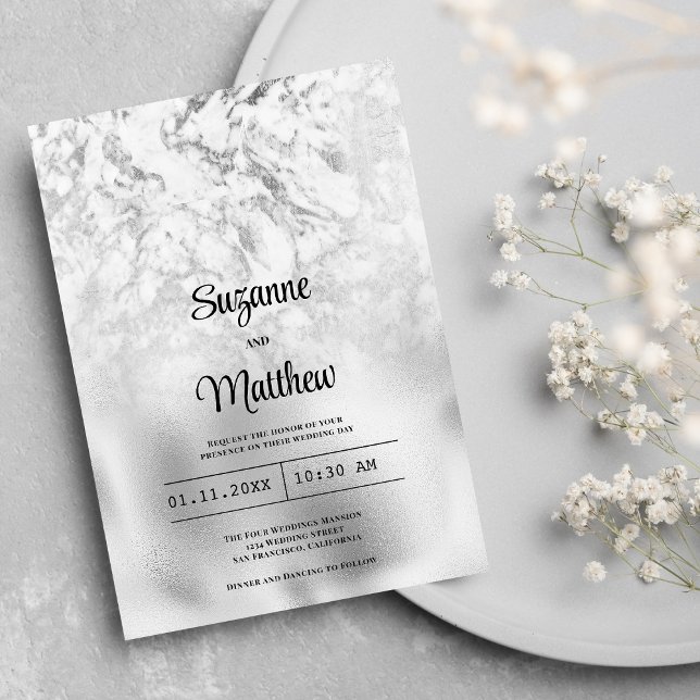 Luxurious gray white silver marble wedding invitation (Luxurious gray white silver marble wedding )
