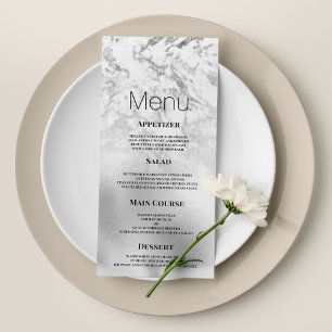 Luxurious gray white silver marble Wedding Menu