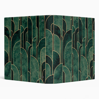 Luxurious Green and Gold Art Deco Pattern 3 Ring Binder