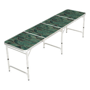 Luxurious Green and Gold Art Deco Pattern Beer Pong Table