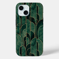 Luxurious Green and Gold Art Deco Pattern