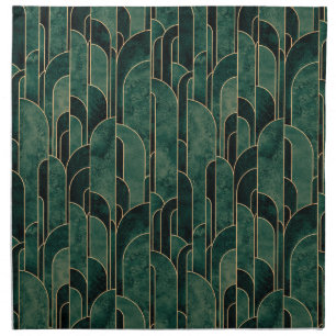 Luxurious Green and Gold Art Deco Pattern Cloth Napkin