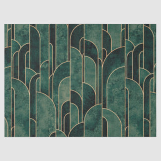 Luxurious Green and Gold Art Deco Pattern Tissue Paper
