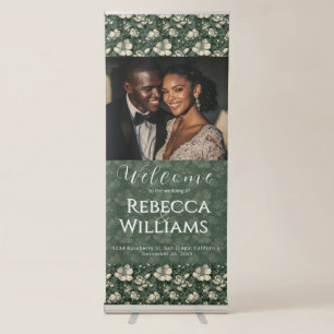 Luxurious Green Gardenias Fantasy Greenery Wedding Retractable Banner
