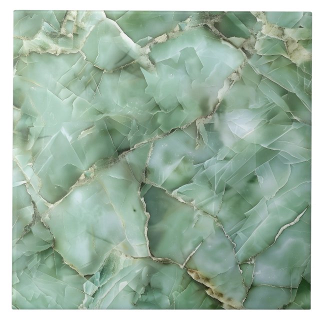 Luxurious Green Gemstone Modern Glam Aesthetic Ceramic Tile (Front)