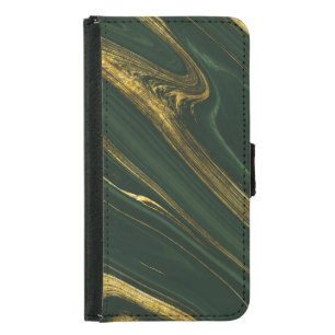 Luxurious Green Onyx: Golden Marble. Samsung Galaxy S5 Wallet Case