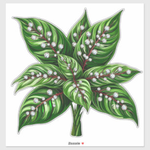 Luxurious Green Plant With Diamond-Studded Leaves Sticker