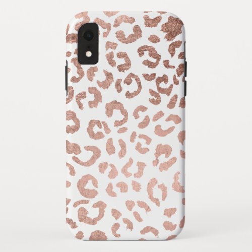 Luxurious hand drawn rose gold leopard print iPhone XR case