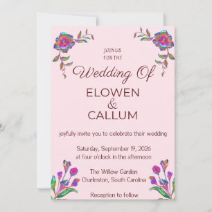 Luxurious Iridescent Floral Wedding Invitation - 