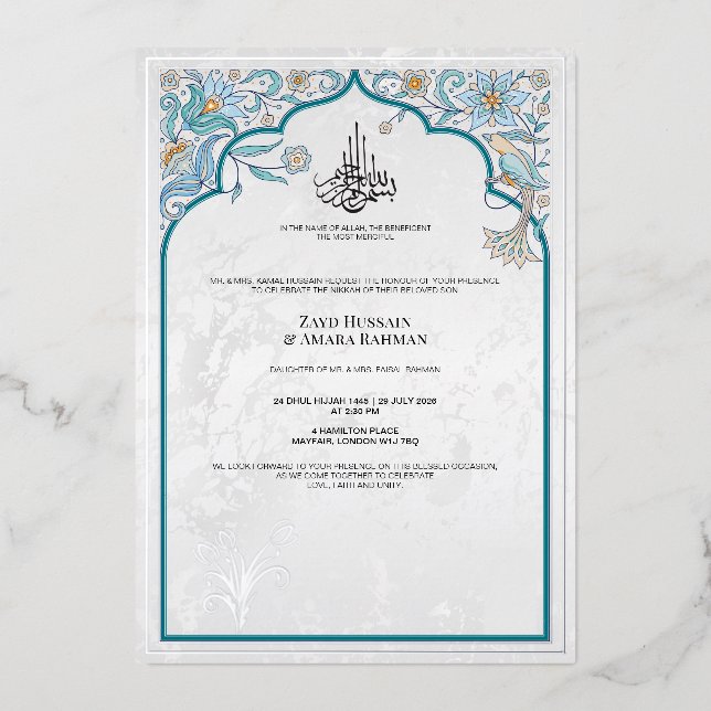 Luxurious Islamic Wedding Foil Invitation (Front)