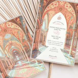 Luxurious Islamic Wedding Mosque-Inspired Details Invitation
