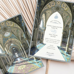 Luxurious Islamic Wedding Mosque-Inspired Details Invitation