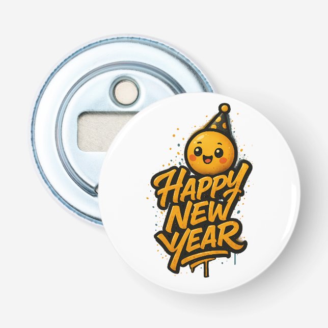 Luxurious Kawaii New Year Graffiti — Diagonal Cele Bottle Opener (Front)