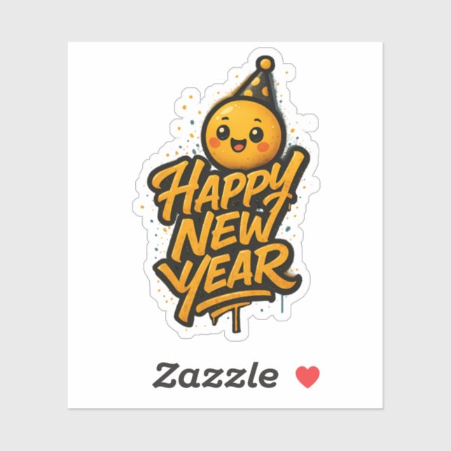 Luxurious Kawaii New Year Graffiti — Diagonal Cele Sticker (Sheet)