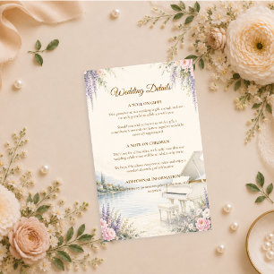 Luxurious Lakeside Piano Romance Wedding Enclosure Card